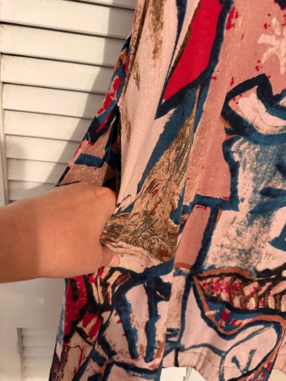 Abstract Picasso Inspired Short Sleeve Tunic Dress - Picture 3 of 4